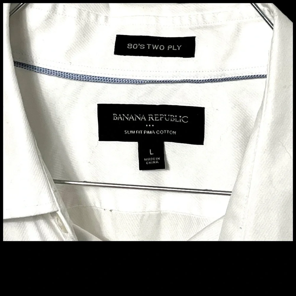 Banana Republic 80’s Two Ply Slim Fit Pima Cotton Button Down Dress Shirt Large